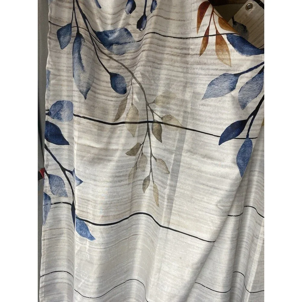 Fall Leaves And Blue Pumpkins Fabric Shower Curtain & Hooks 72X71